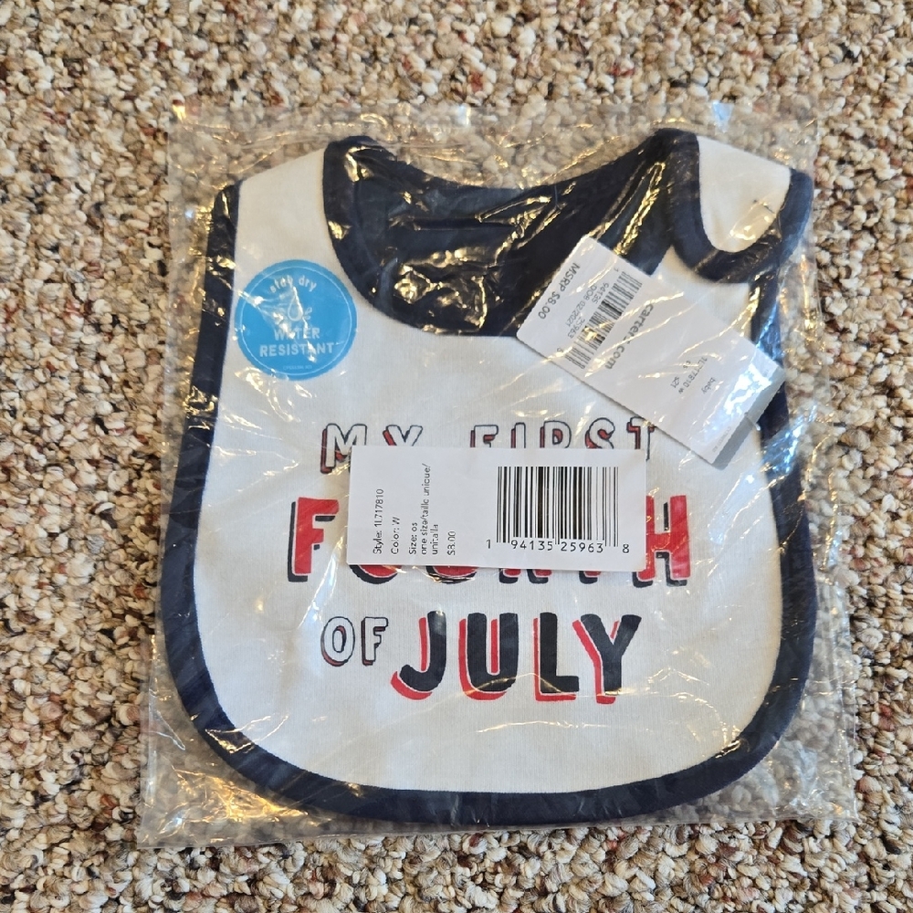 NWT Carter's My First Fourth Of July Bib